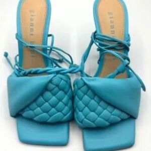 Gianni Bini Blue Heels with Quilted Design and Square Toe- NWT